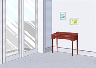 简约室内的复古木质边桌