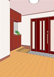 简约室内双开门空间场景