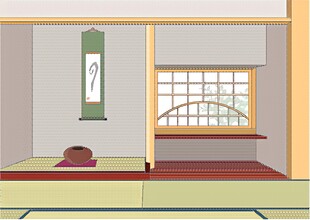 日式榻榻米房间室内景象