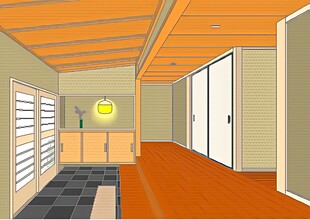 简约木质风格室内走廊空间