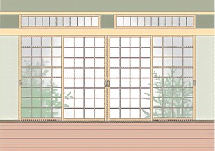 简约玻璃门窗室内场景