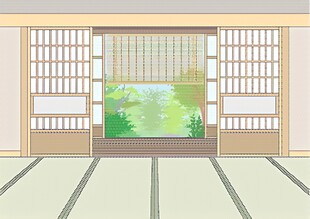 日式简约室内与窗外景致