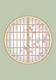 中式圆窗绘繁花