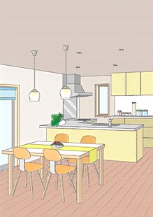 现代简约风开放式厨房餐厅