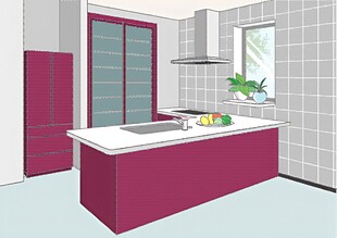 紫色系现代简约风厨房