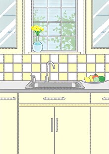 简约厨房水槽区域设计图