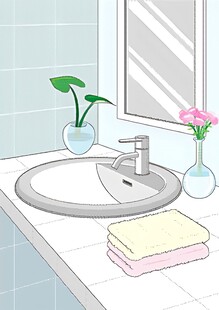 清新浴室洗手台布置