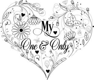 心形花卉图案浪漫艺术字