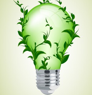 灯泡内的绿植创意景象