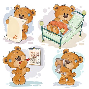 小熊的日常可爱生活场景