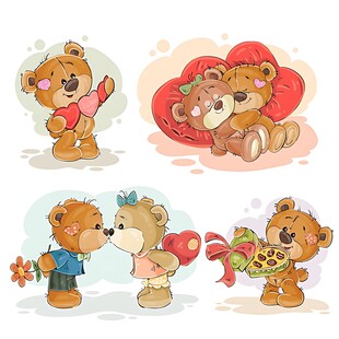 可爱小熊的甜蜜爱情瞬间