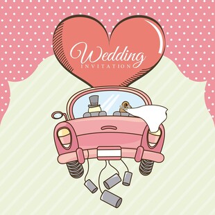 粉色婚车浪漫婚礼场景