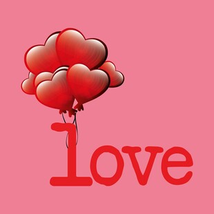 爱心气球与love字样图案