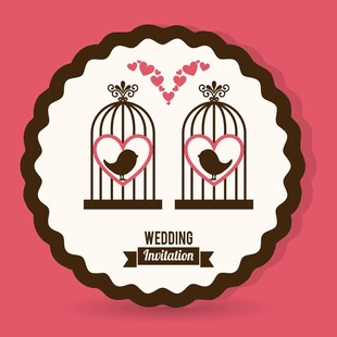 浪漫心形鸟笼婚礼标志