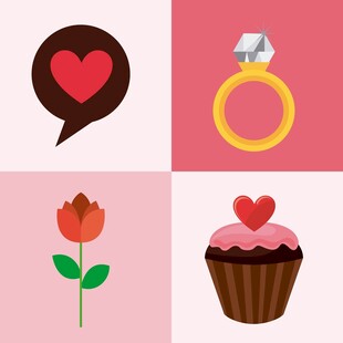 浪漫爱情元素图标集合