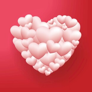 粉色爱心汇聚成的心形图案