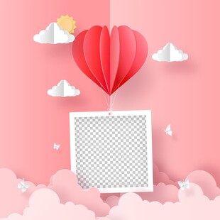 粉色爱心云朵创意背景图