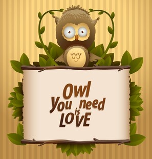 可爱猫头鹰传递爱讯息