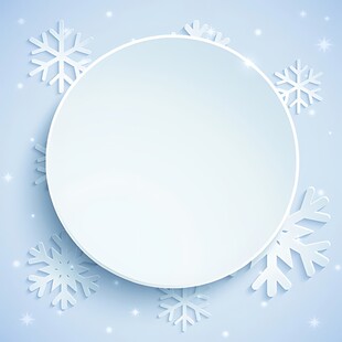 雪花环绕的圆形空白背景