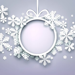 雪花环绕的圆形装饰框