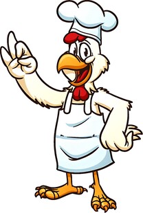 卡通公鸡厨师比耶形象