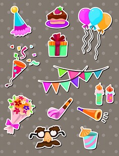 派对装饰元素贴纸集合