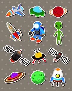 太空主题卡通贴纸集合