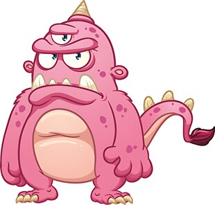 愤怒的粉色卡通小怪兽