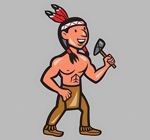 手持斧头的印第安男子