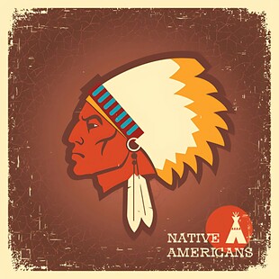 印第安人头像插画