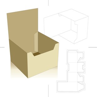 打开的纸箱及展开图