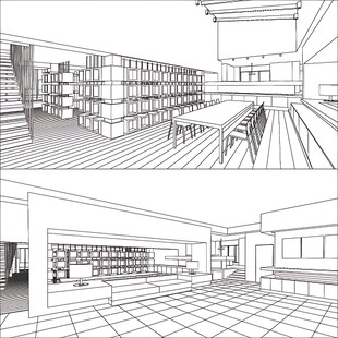 室内空间线稿设计图