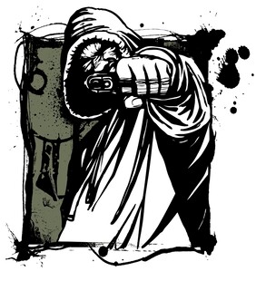 神秘蒙面者与数字背景