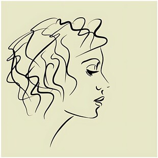 线条勾勒的女性侧颜