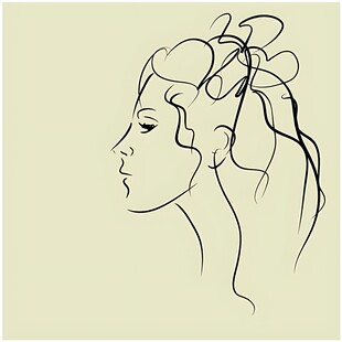 线条勾勒的优雅女性侧影