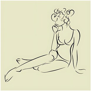 线条勾勒的优雅坐姿女性