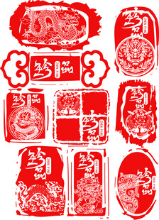 传统剪纸风春节装饰图案