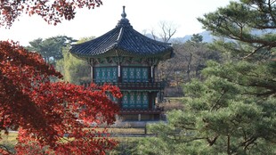 秋日中式古亭美景