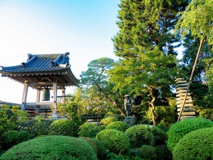 日式园林中的古朴亭子