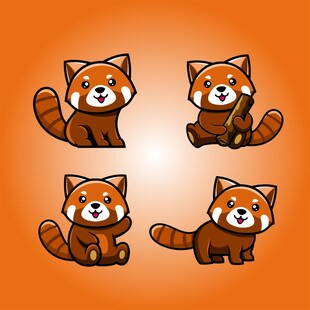 可爱小熊猫卡通形象集合