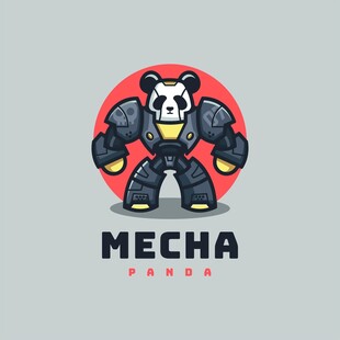 机械熊猫标志设计