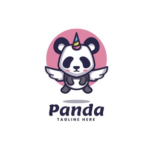 可爱熊猫卡通标志设计