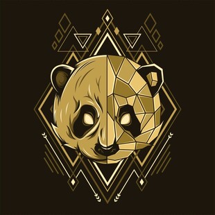 几何风格熊猫头像图案