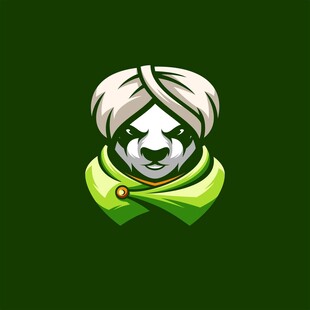 戴头巾的熊猫形象设计