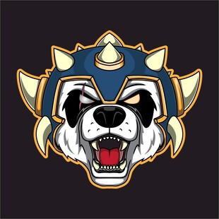 咆哮的熊猫头盔图案