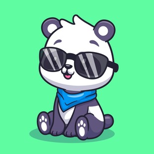 酷萌熊猫戴墨镜坐立