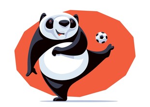 熊猫踢足球的欢乐瞬间