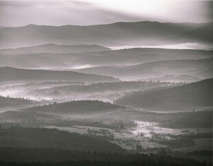 山间晨雾缭绕的壮美景色