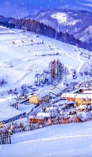 雪中山村美景