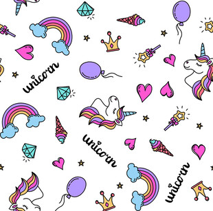 独角兽主题可爱图案背景